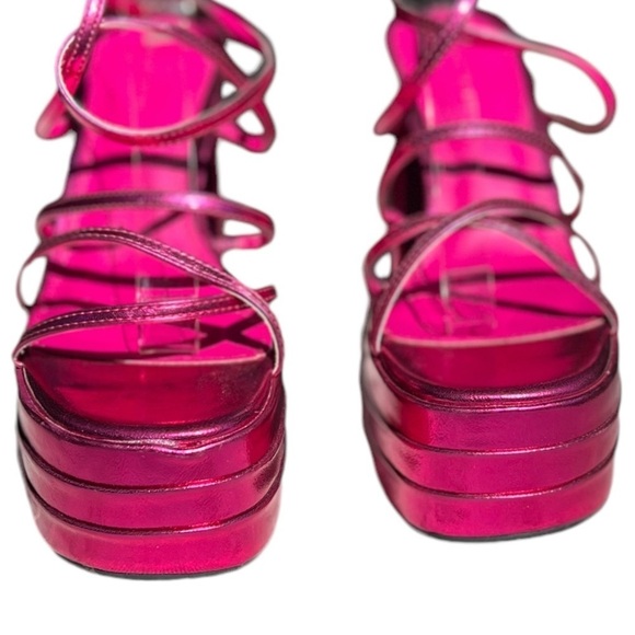 NEW Azalea Wang Metallic Pink EYES ON ME Chunky Strappy Sandal Size 10 - Picture 7 of 14